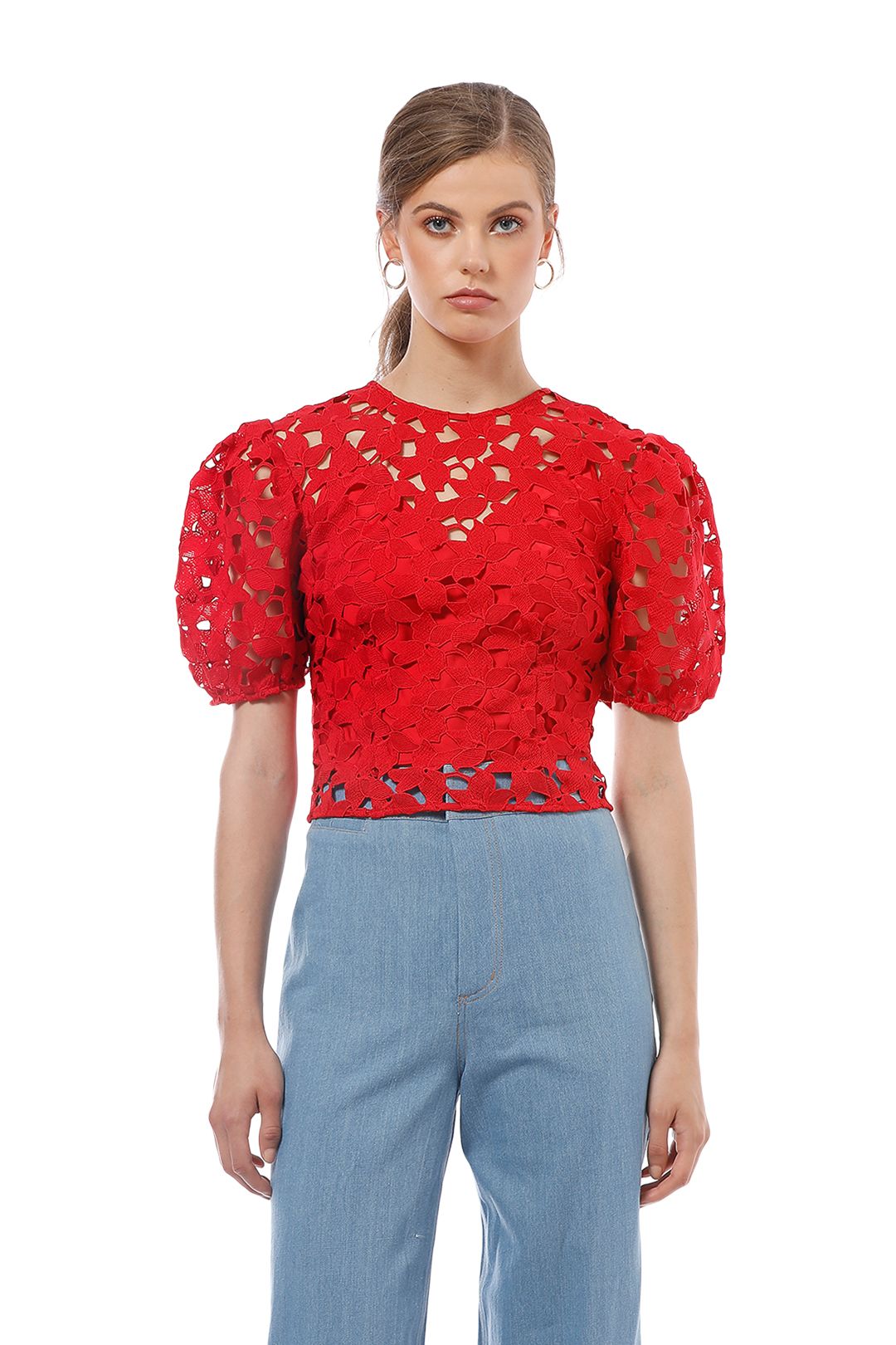 Keepsake the Label - Headlines Lace Top - Red - Close Up