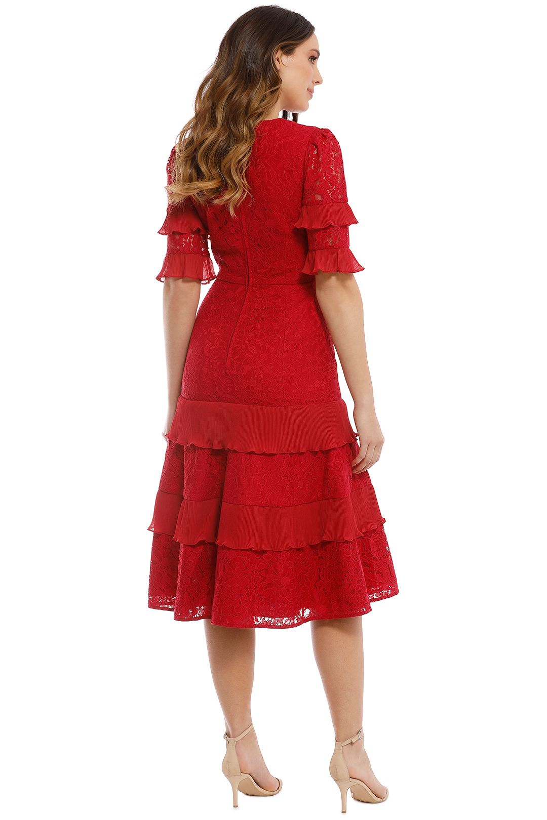 Keepsake the Label - Timeless Lace Midi Dress - Red - Back