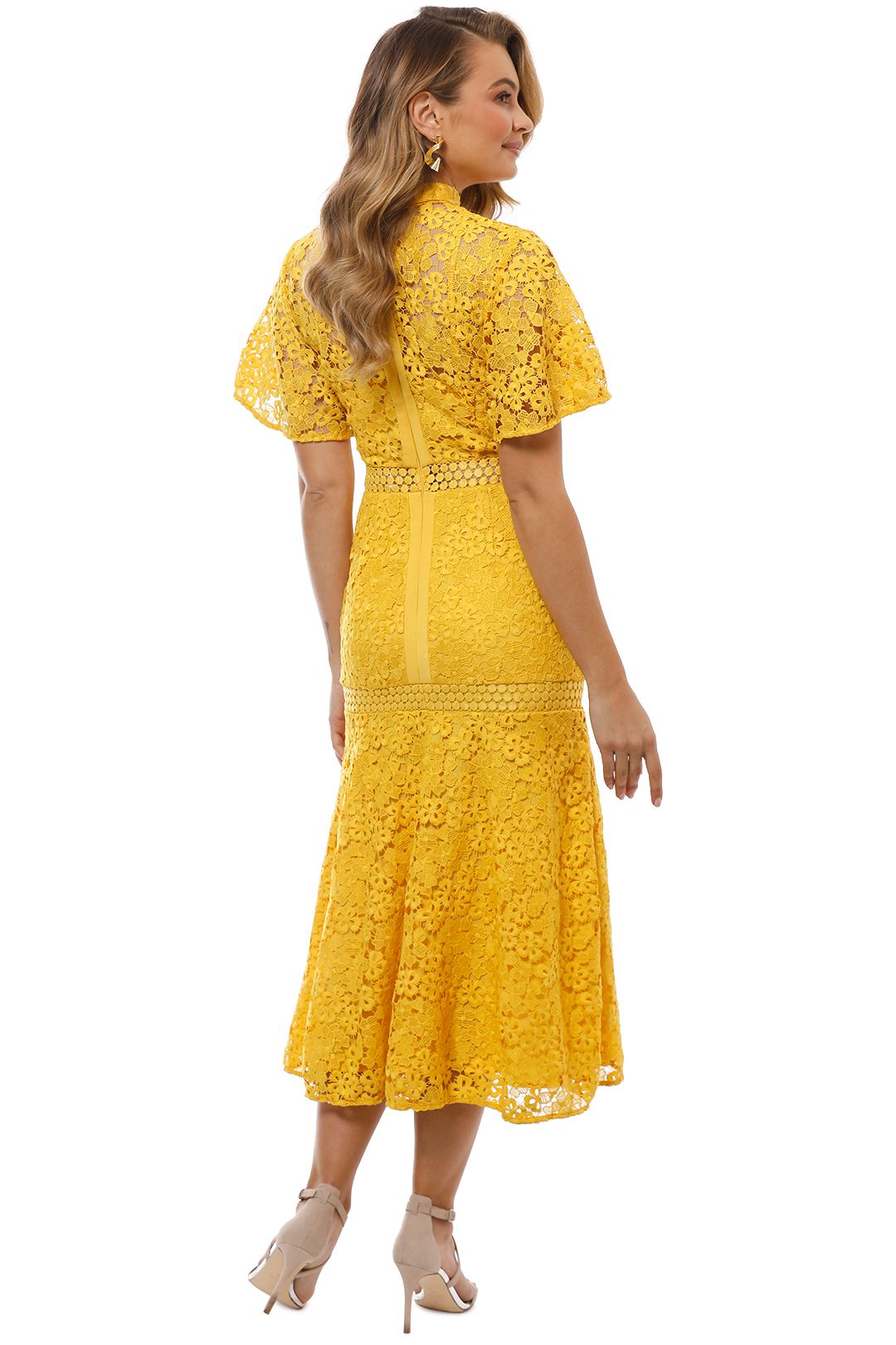 Keepsake the Label - Utopia Lace Midi Dress - Golden Yellow - Back