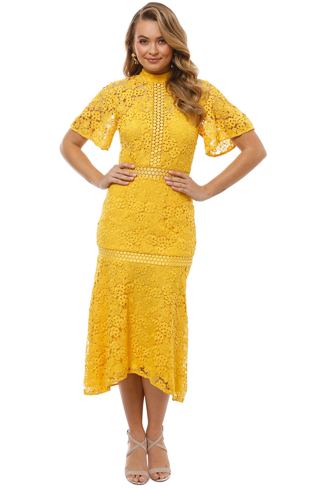 Keepsake the Label - Utopia Lace Midi Dress - Golden Yellow - Front