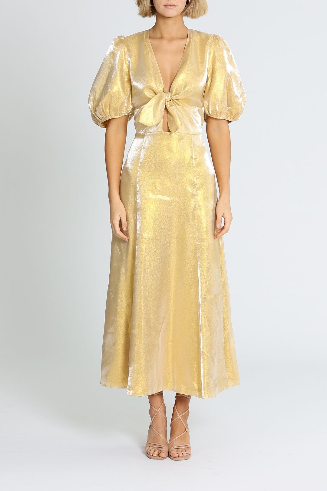 Keepsake the Label  Caution Puff Sleeve Cut-Out Dress Yellow