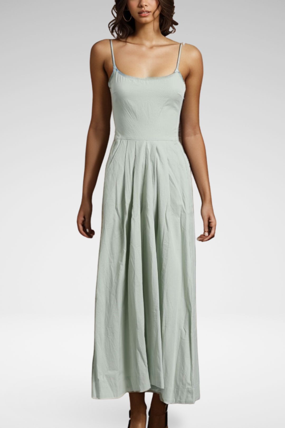 Kinga Csilla Luxe Green Pleated Maxi Dress