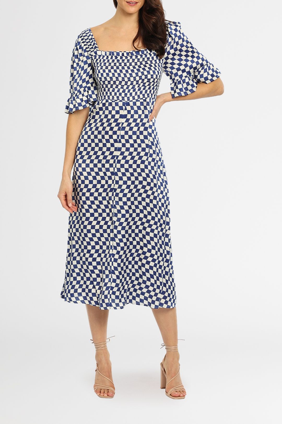 KITRI Arabella Checker Midi Navy