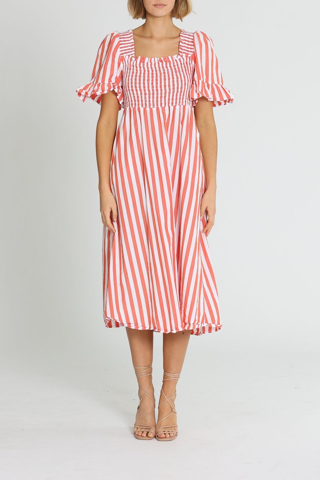 KITRI Arabella Stripe Midi Red