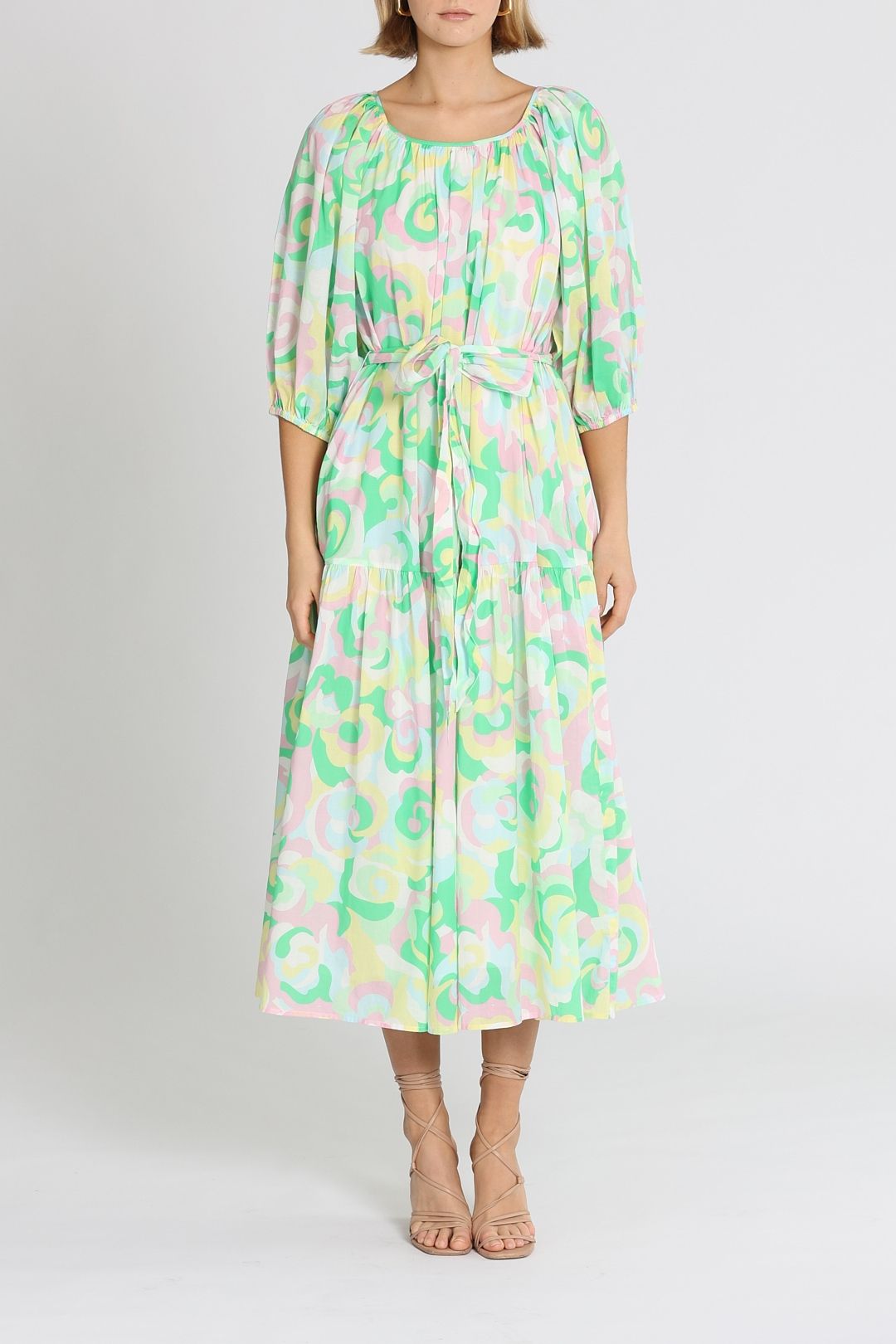Kitri Titania Floral Swirl Midi Dress Print