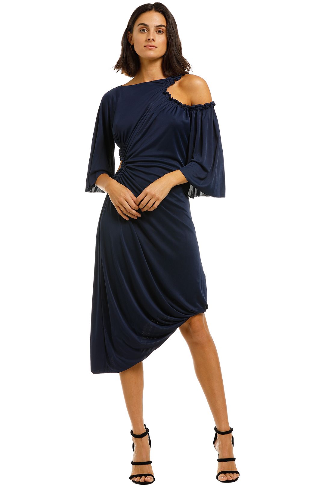 KITX-Cellular-Drape-Dress-Navy-Front