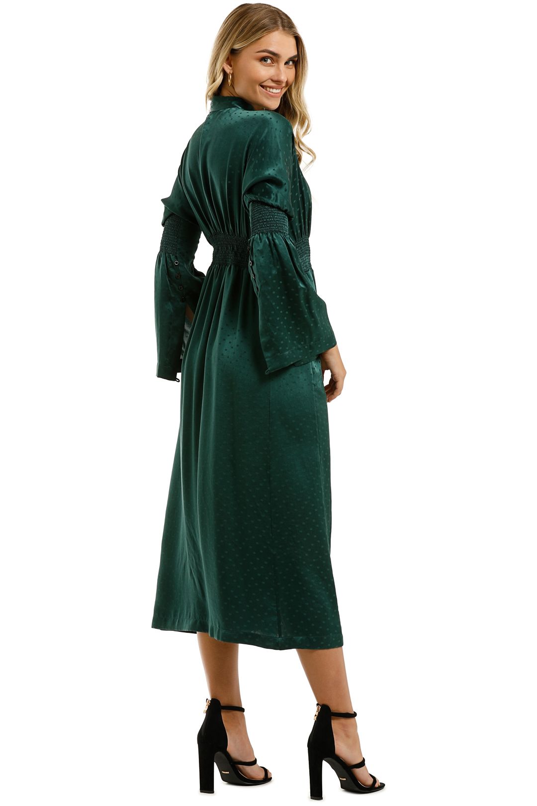 KITX-Essence-Spot-Shirred-Dress-Emerald-Back