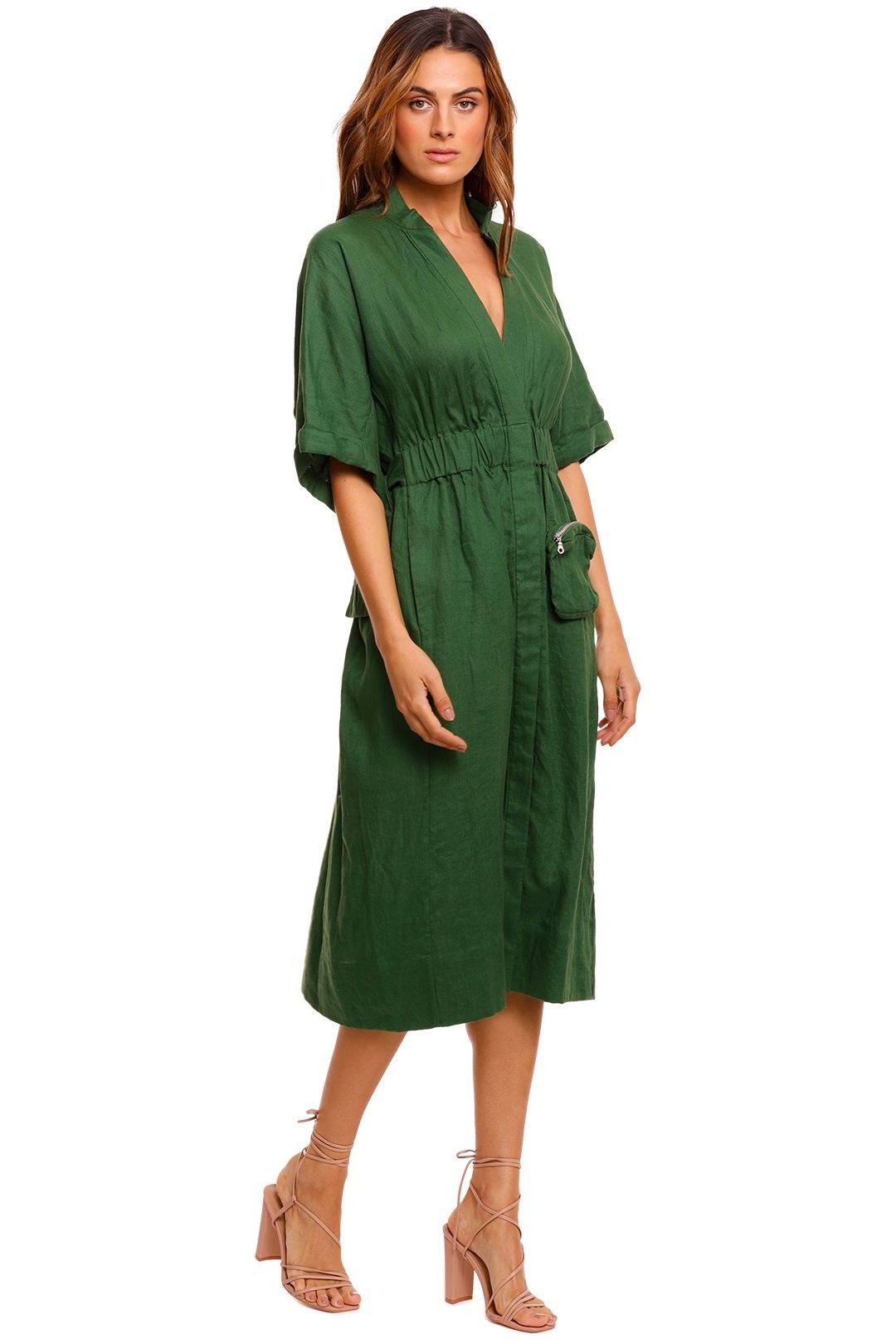 KITX Declaration Green Linen Shirt Dress