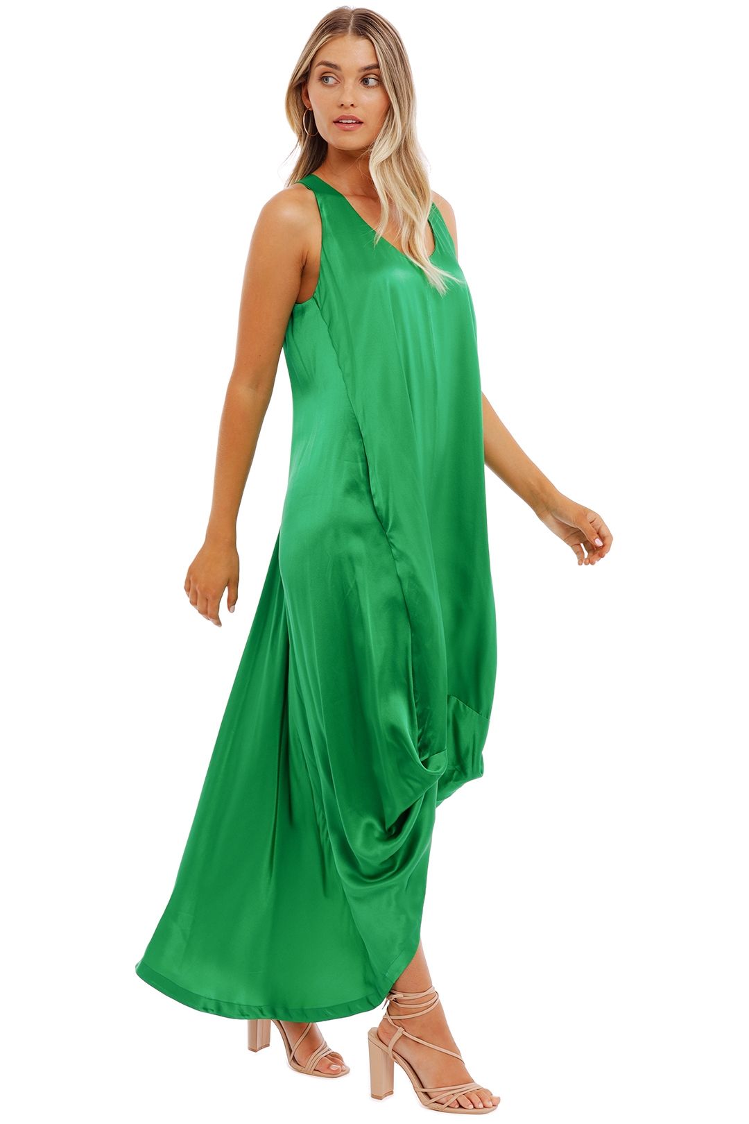 KITX Float Dress Green satin