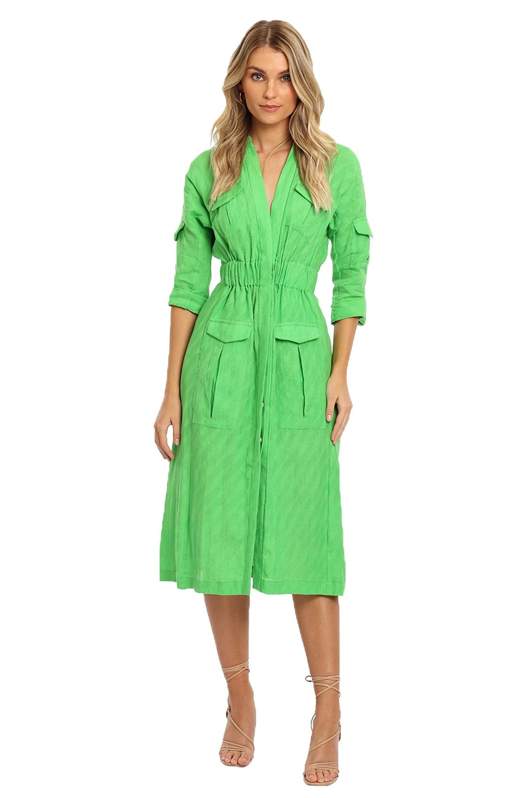 KITX Linen Safari Dress Green