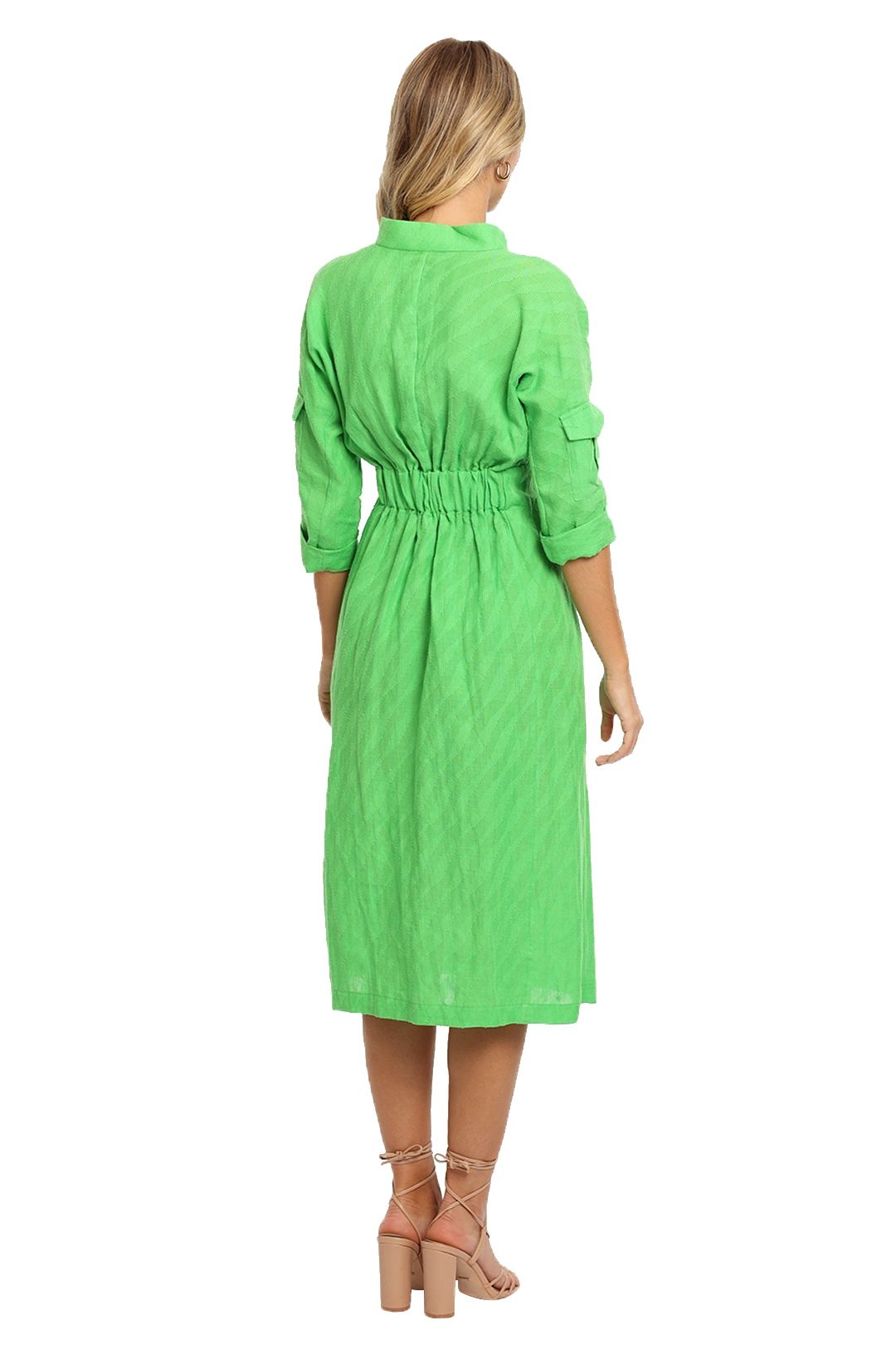 Hire Linen Safari Dress in Green | KITX | GlamCorner