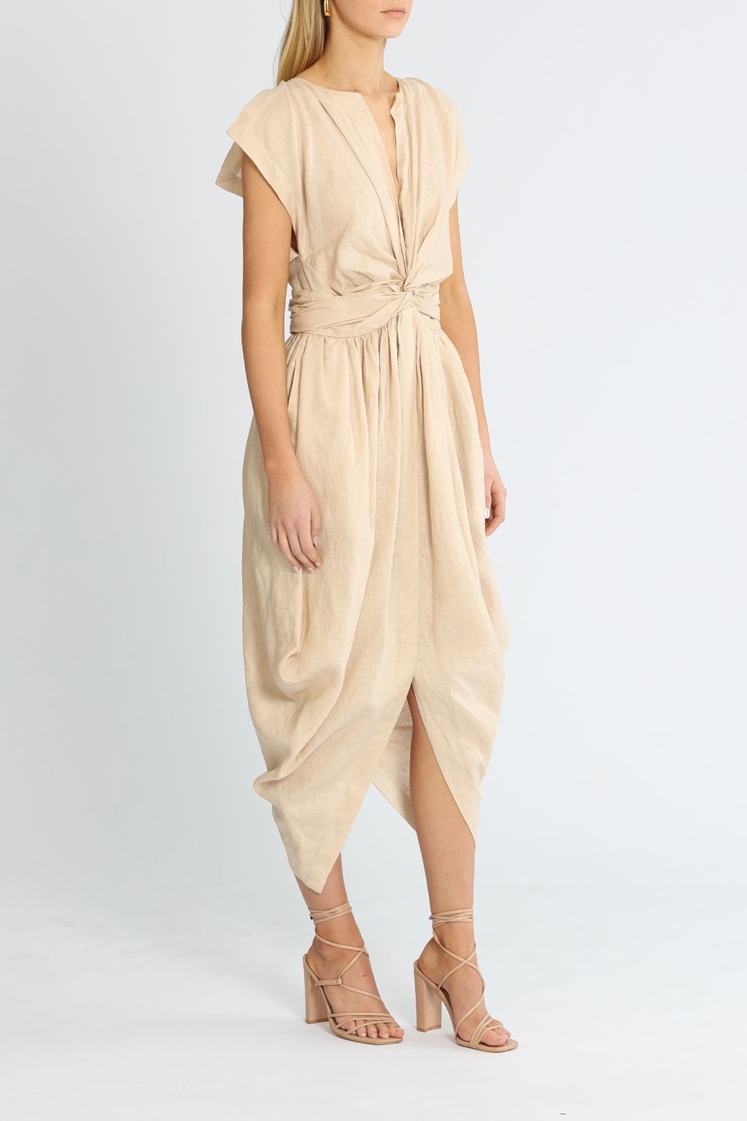 Kitx Shell Twist Dress Cream Midi