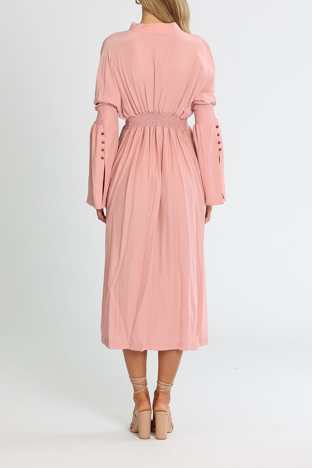 KITX Shirred Dress Pink Shirred Waist
