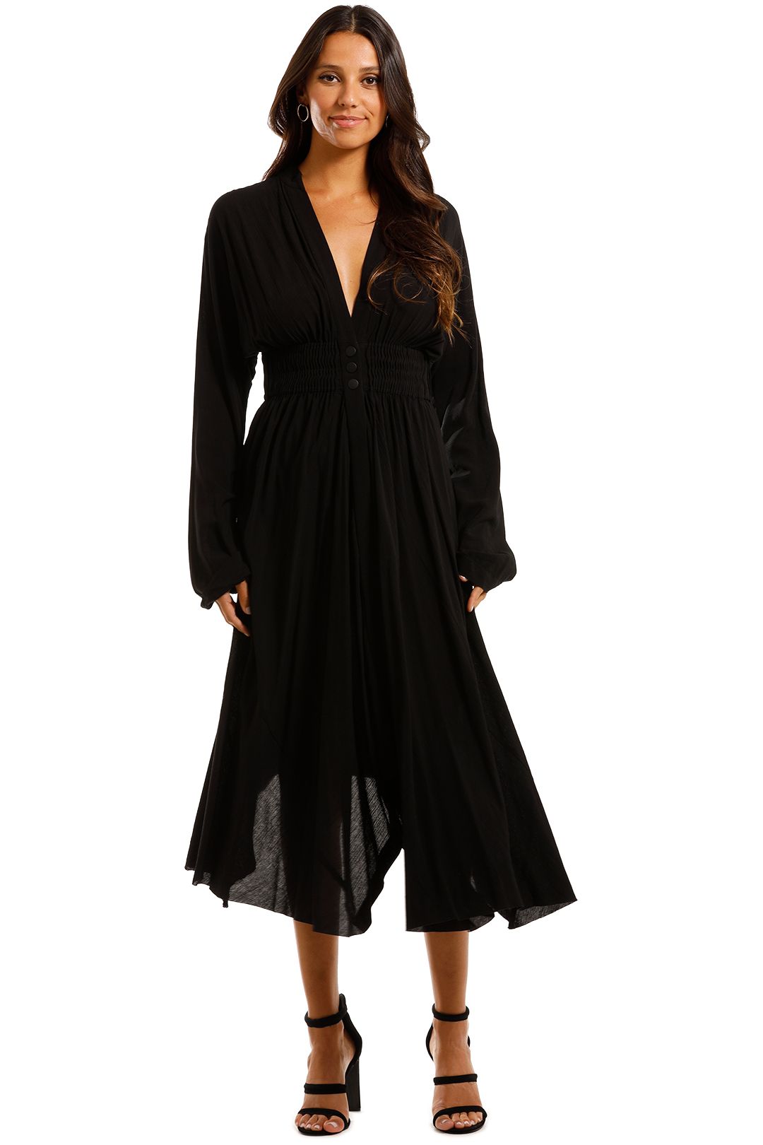 KITX Shirt Dress Black Midi Open Back