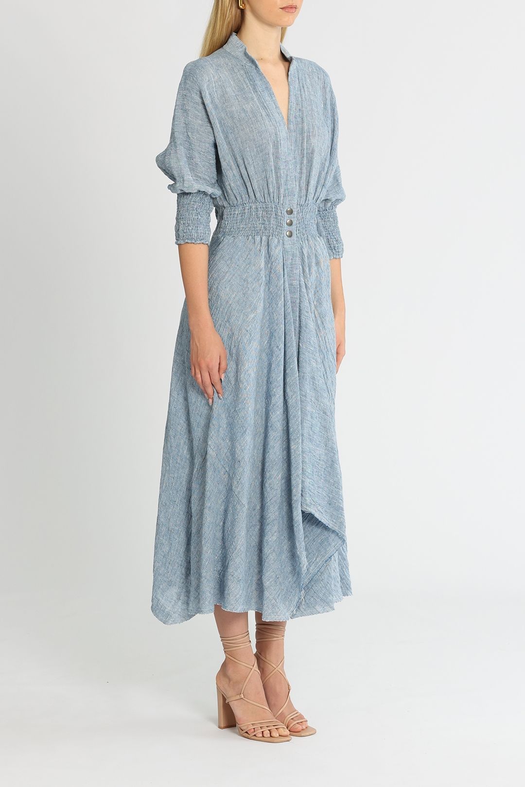 Kitx Shirt Dress Blue High Low