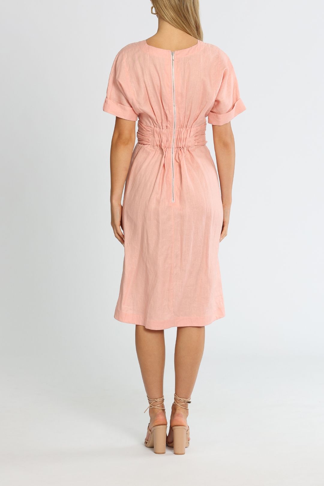 KITX Twist Dress Pink Shirred Waist