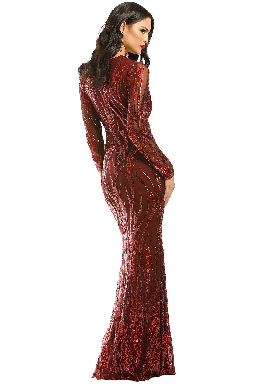 red deep plunge dress