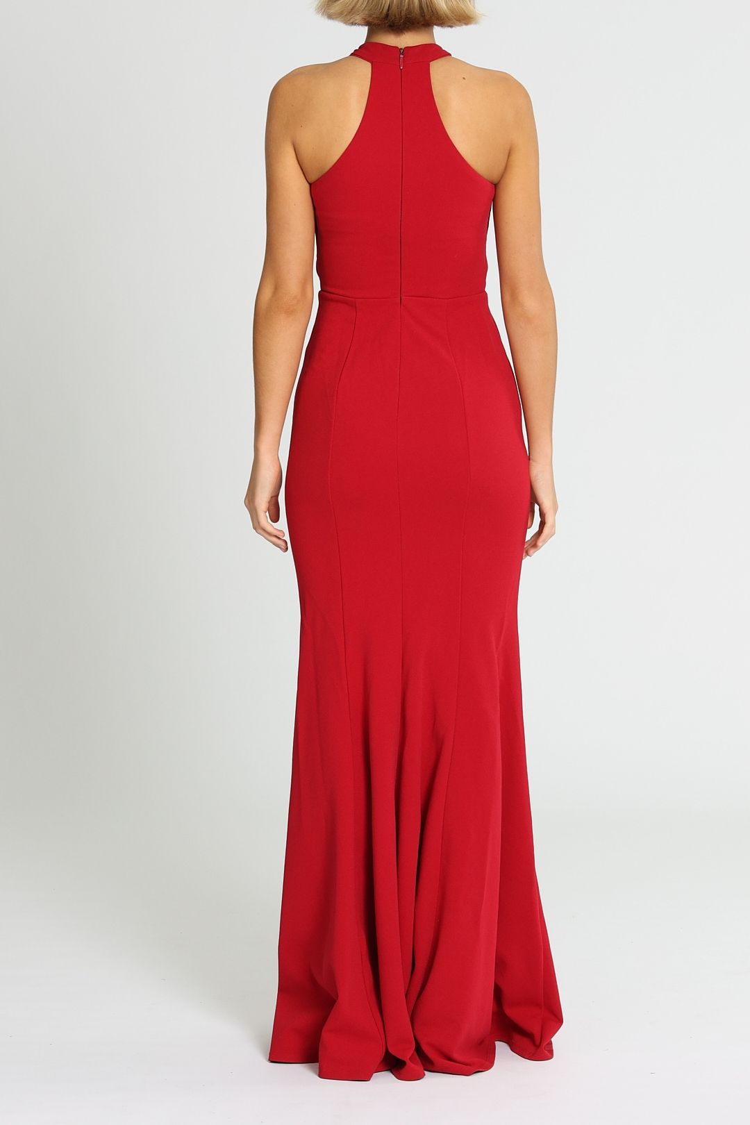 L'amour High Neck Scuba Crepe Cherry Leg Split