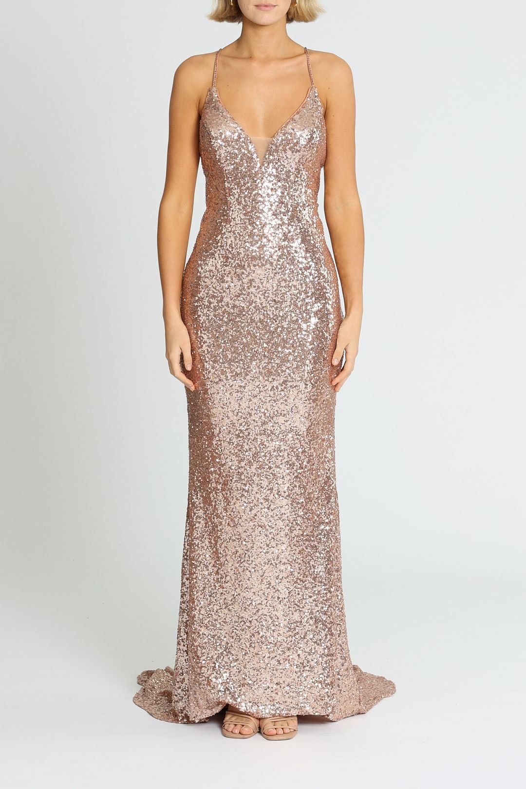 L'amour Sequin Plunge Rose Gold