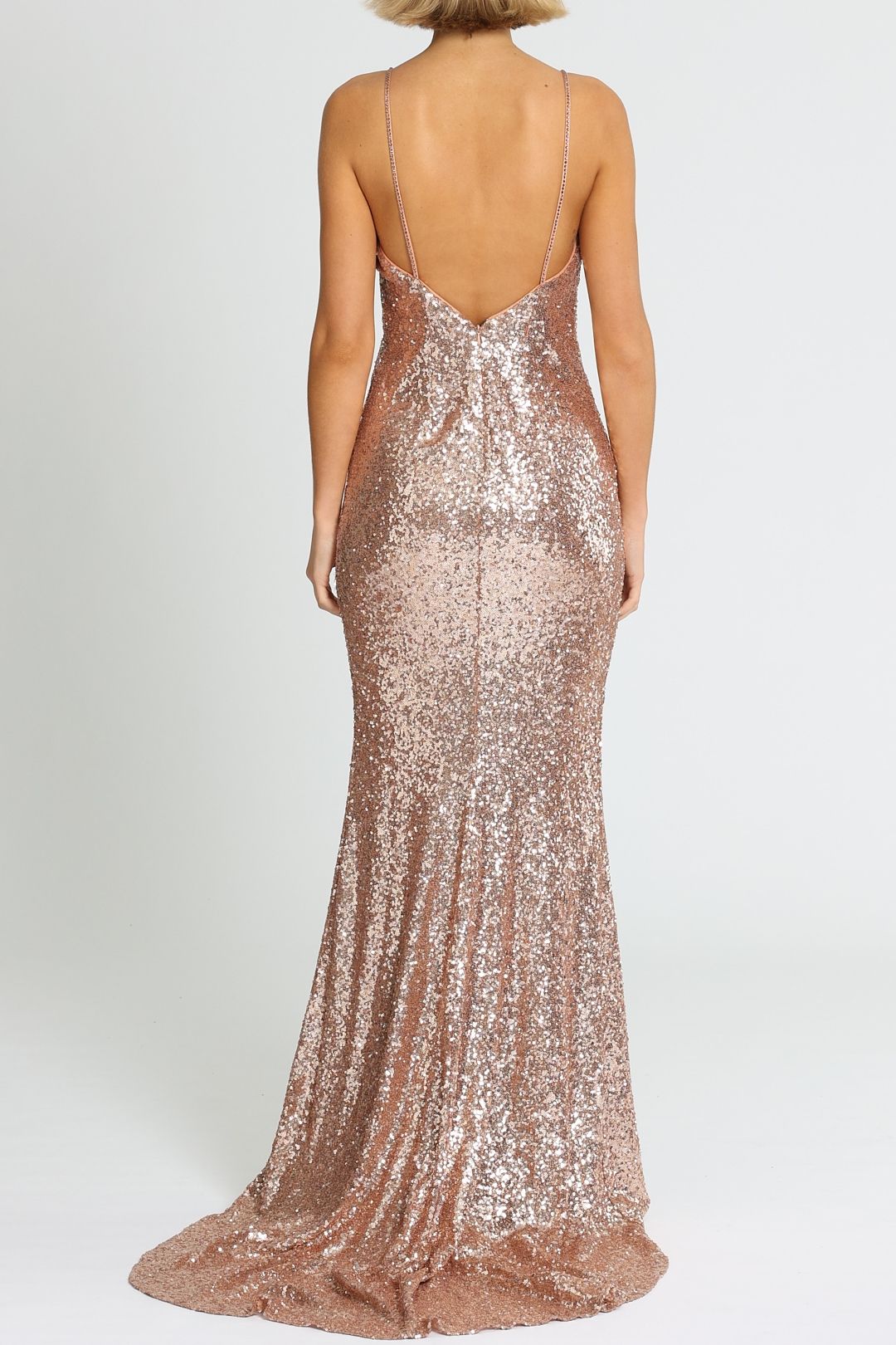L'amour Sequin Plunge Rose Gold Backless