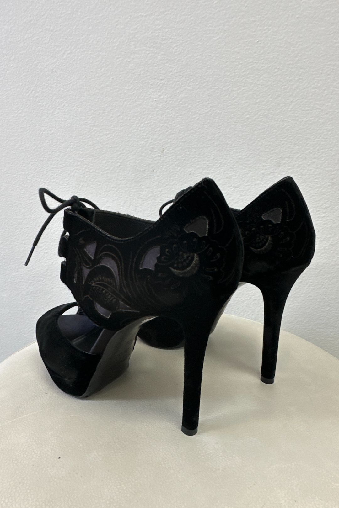 Emporio Armani Lace Up Heels in Black