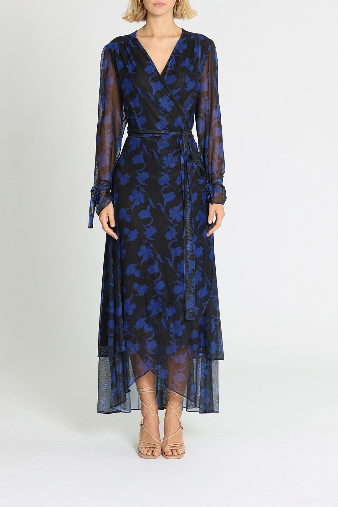 Hire Floral Wrap Dress in Navy Laundry by Shelli Segal GlamCorner