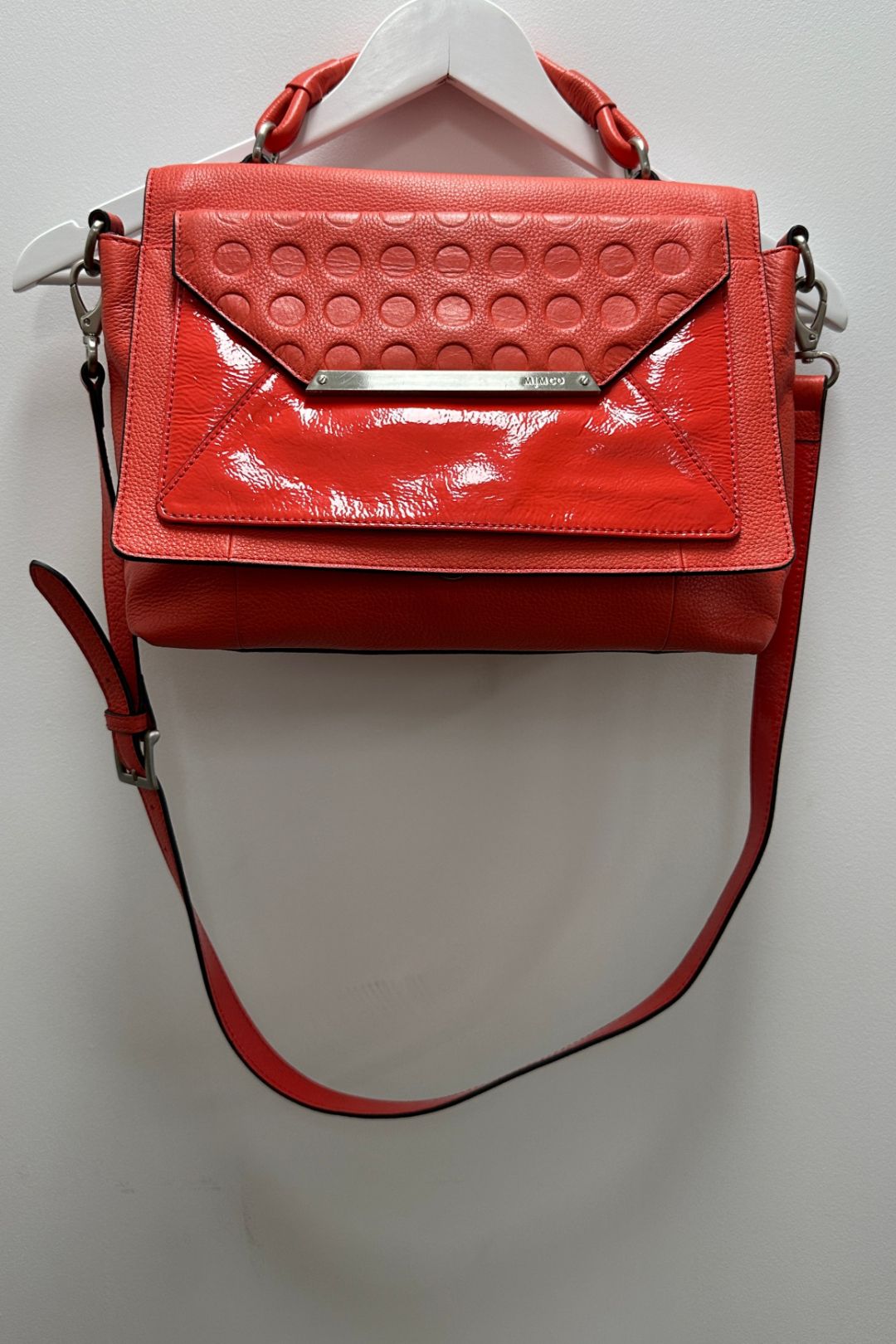 Leather Origami Satchel Handbag in Poppy Orange