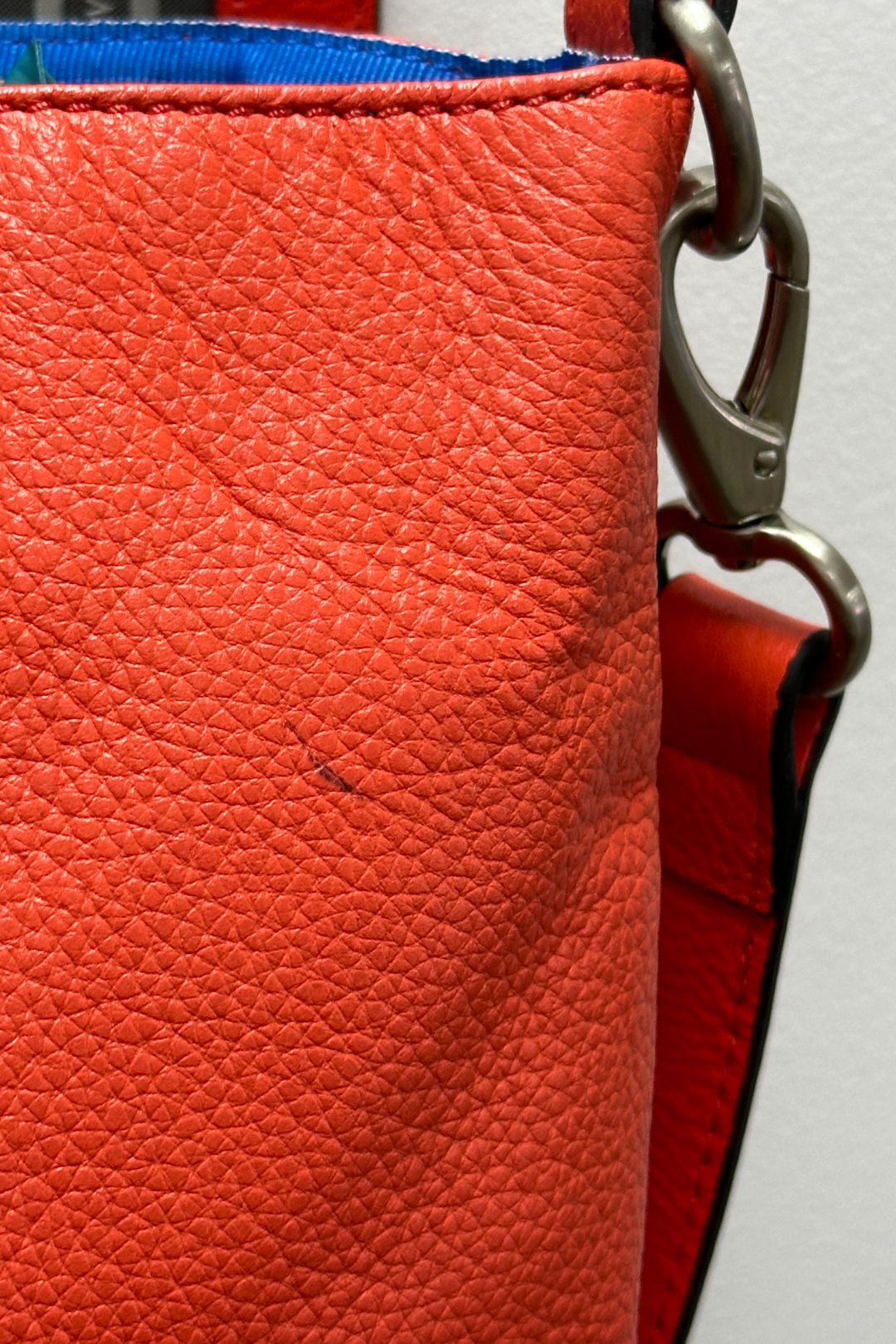 Leather Origami Satchel Handbag in Poppy Orange