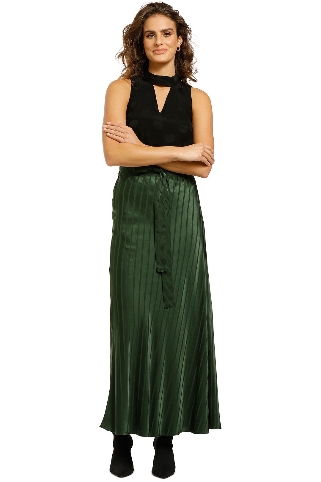 Lee-Mathews-Tamara-Bias-Skirt-Green-Front