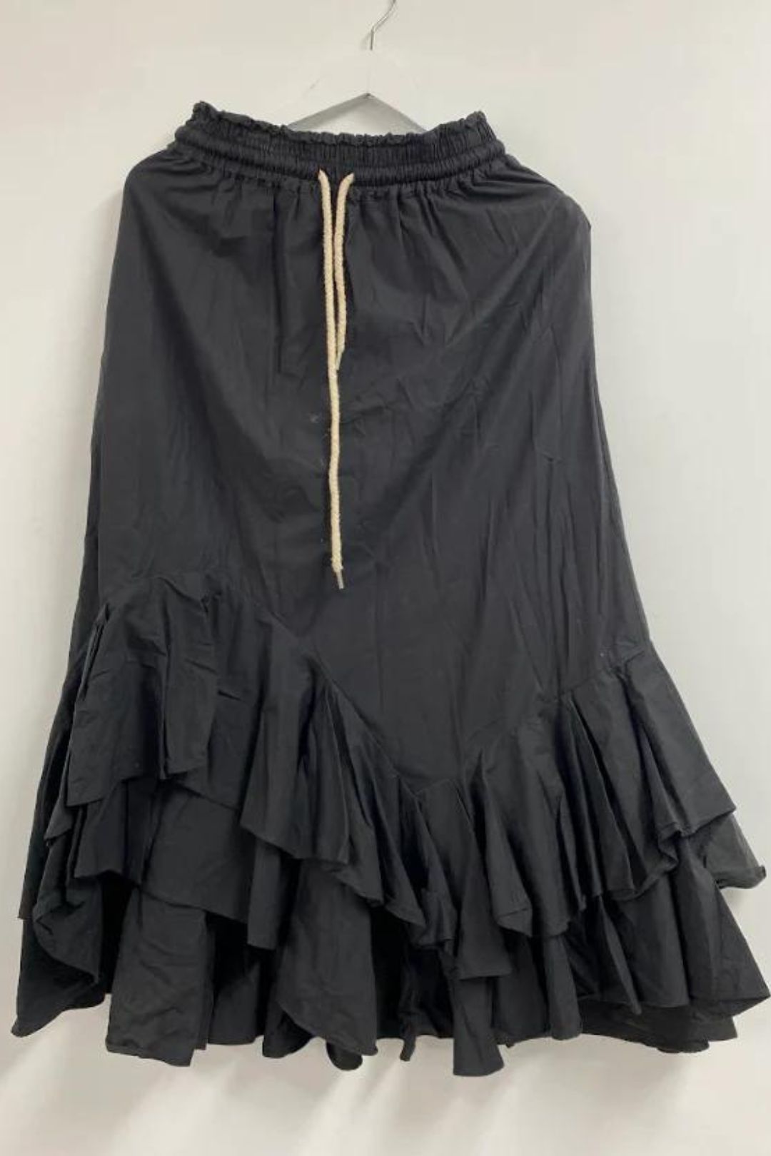 Lee Mathews - Cotton Ruffle Black Skirt