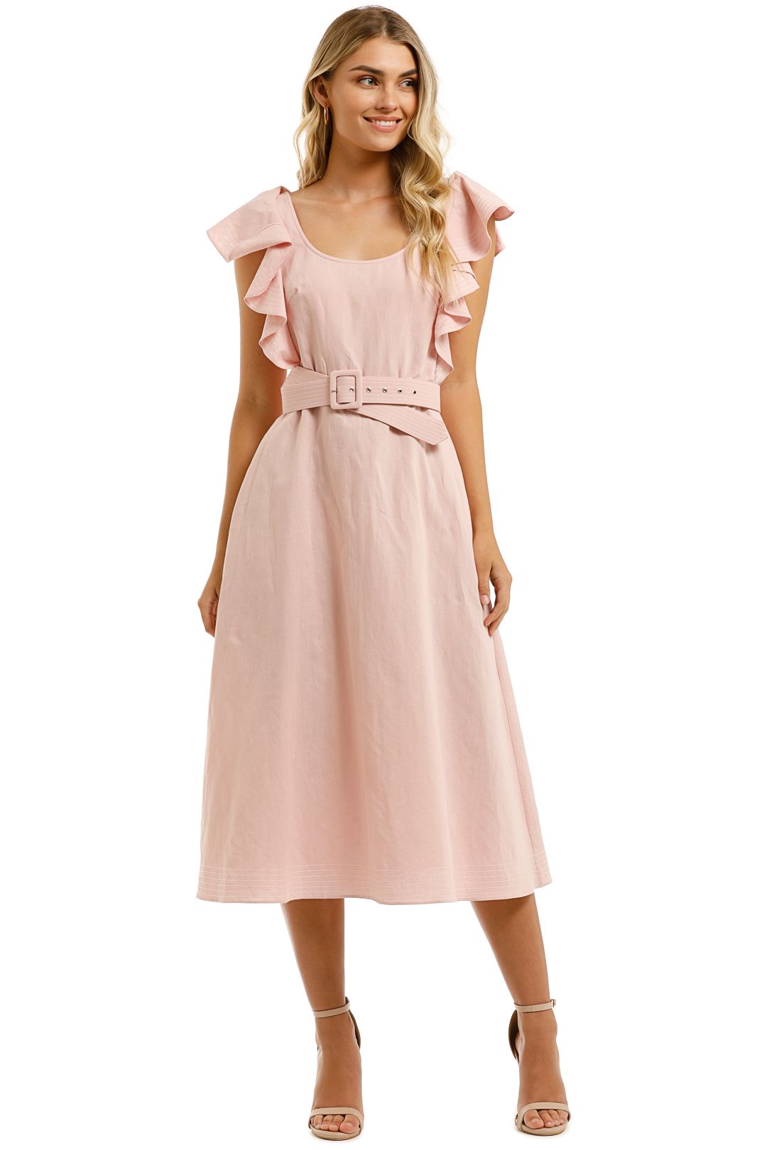 Leo-and-Lin-Amour-Ruffled-Sleeve-Dress-Blush-Front