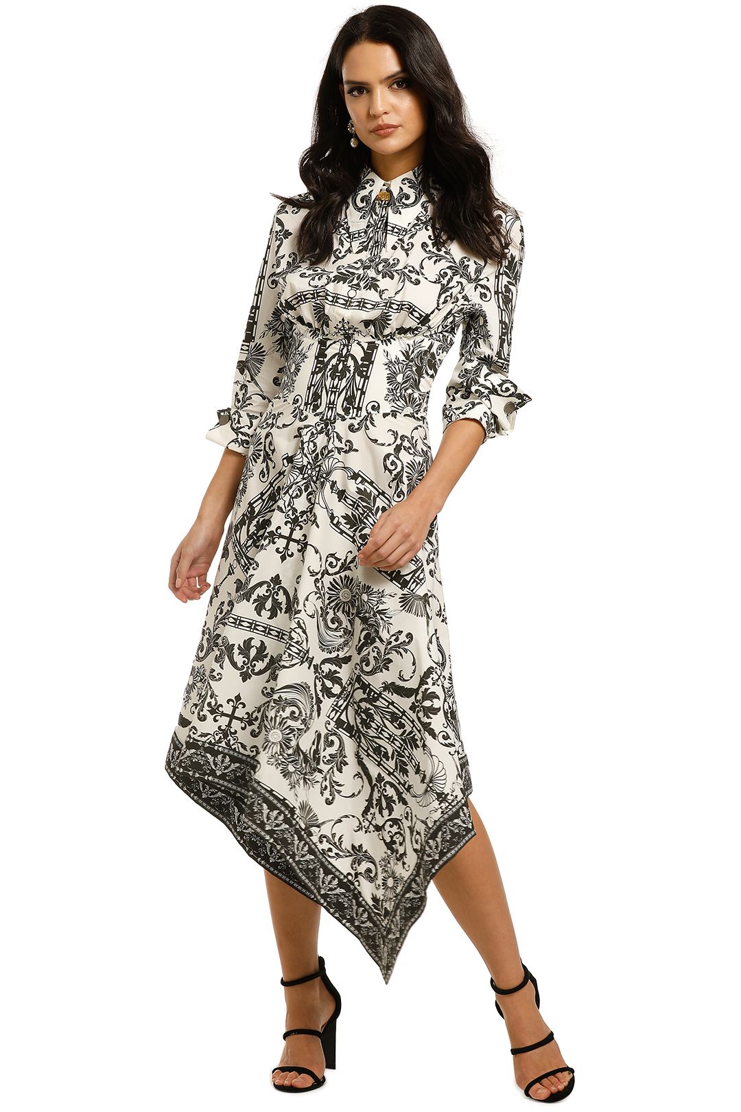 Leo-and-Lin-Baroque-Sun-Handkerchief-Dress-Black-and-White-Front