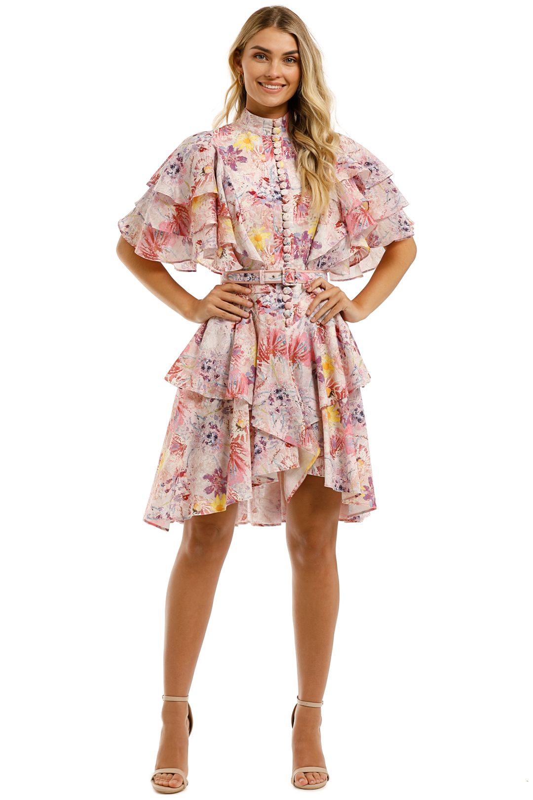 Leo-and-Lin-Euphoria-Cotton-Linen-Ruffled-Mini-Dress-Blush-Front