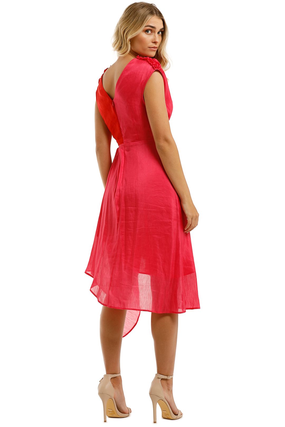 Leo-and-Lin-Passionate-Silk-Linen-Draped-Dress-Pink-Back