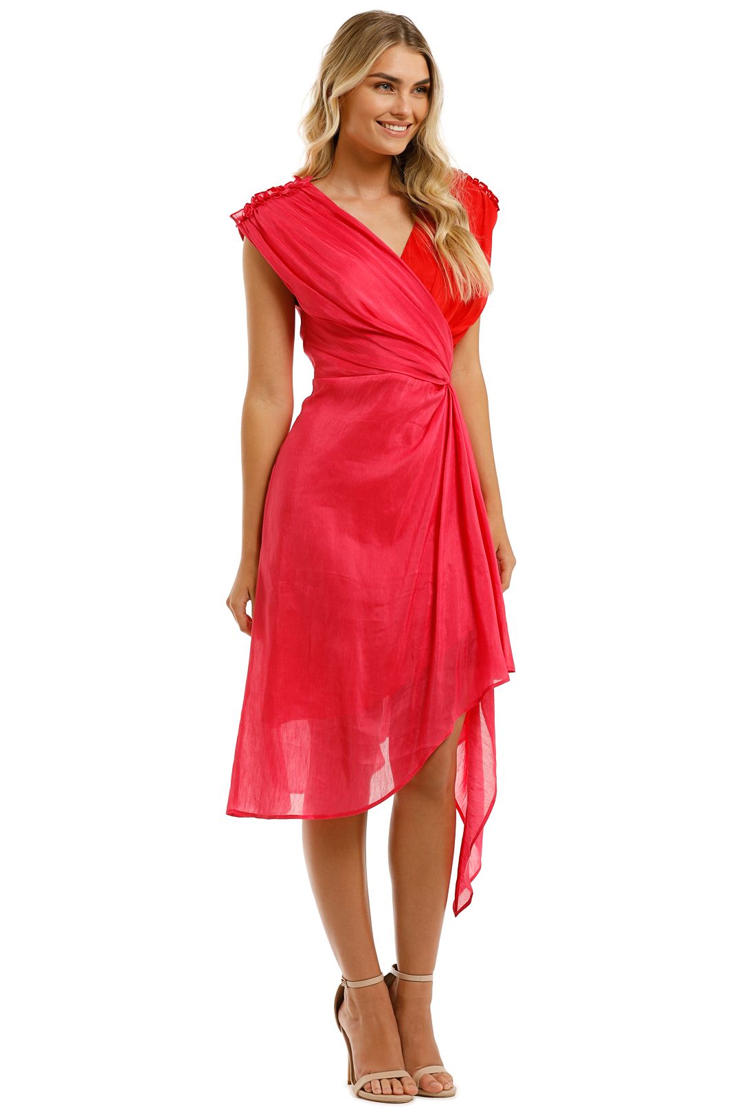 Leo-and-Lin-Passionate-Silk-Linen-Draped-Dress-Pink-Side