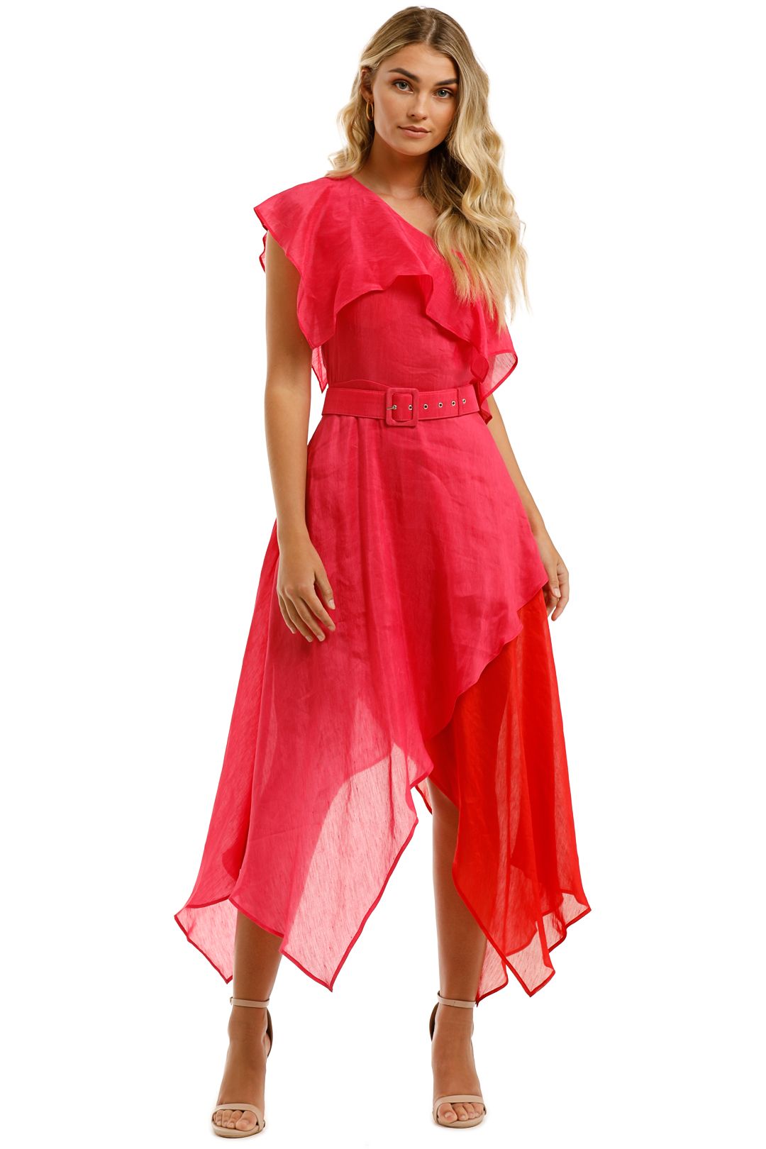 Leo-and-Lin-Passionate-Silk-Linen-Handkerchief-Dress-Pink-Front