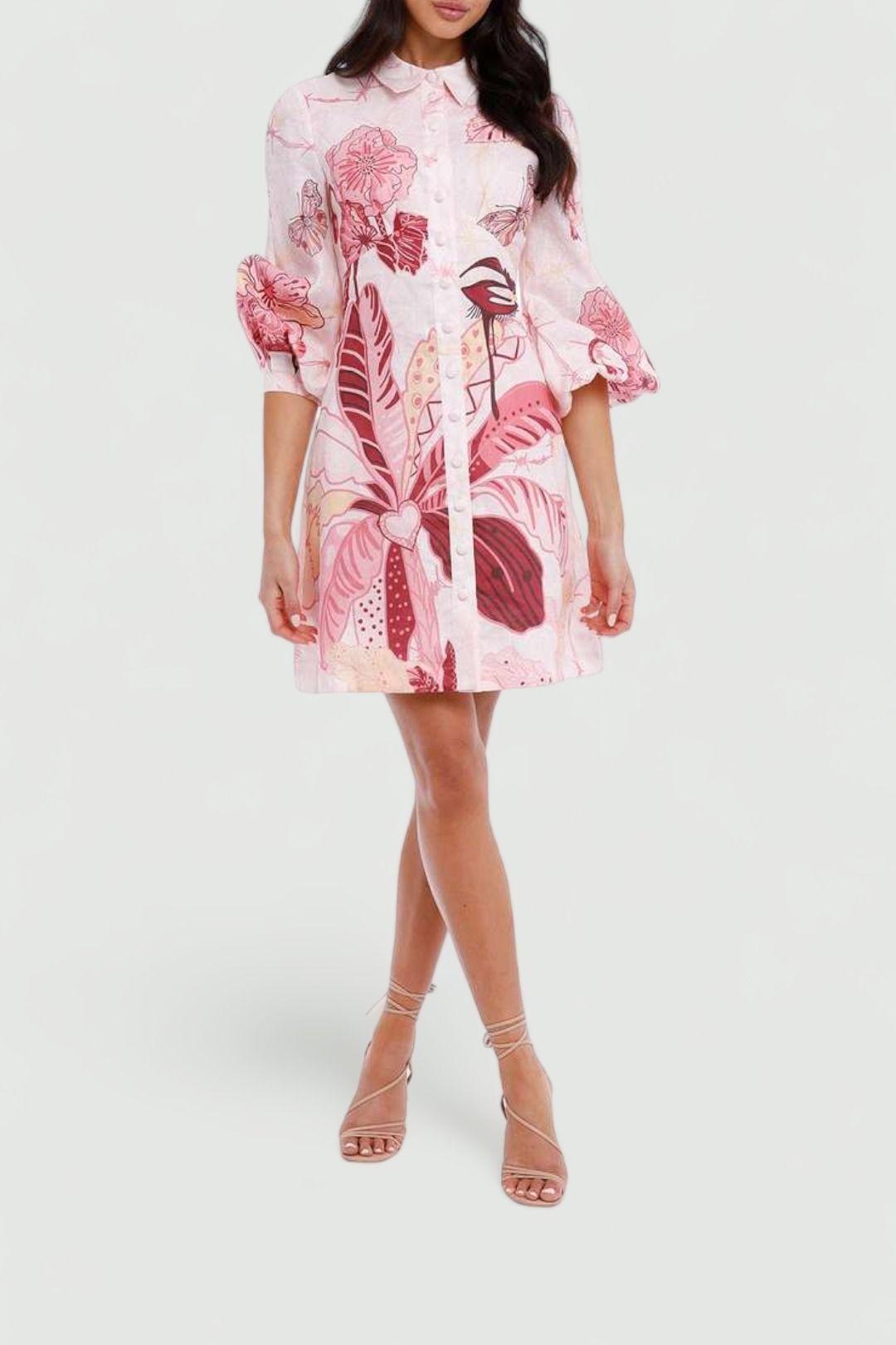 Amor Linen Mini Dress - Pink