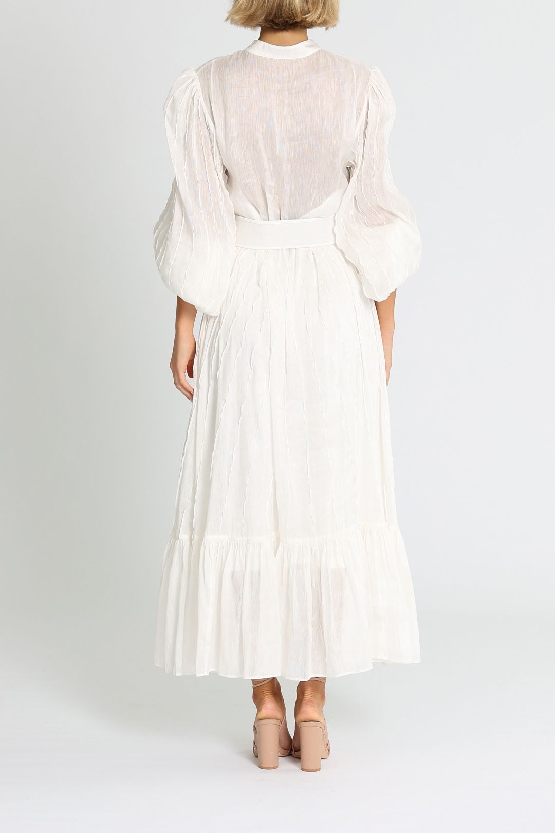 LEO LIN Cambridge Dress White Blouson Sleeves