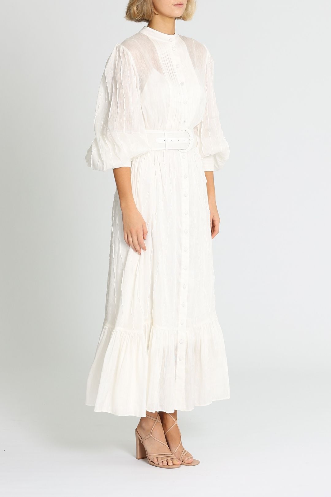 LEO LIN Cambridge Dress White High Neckline