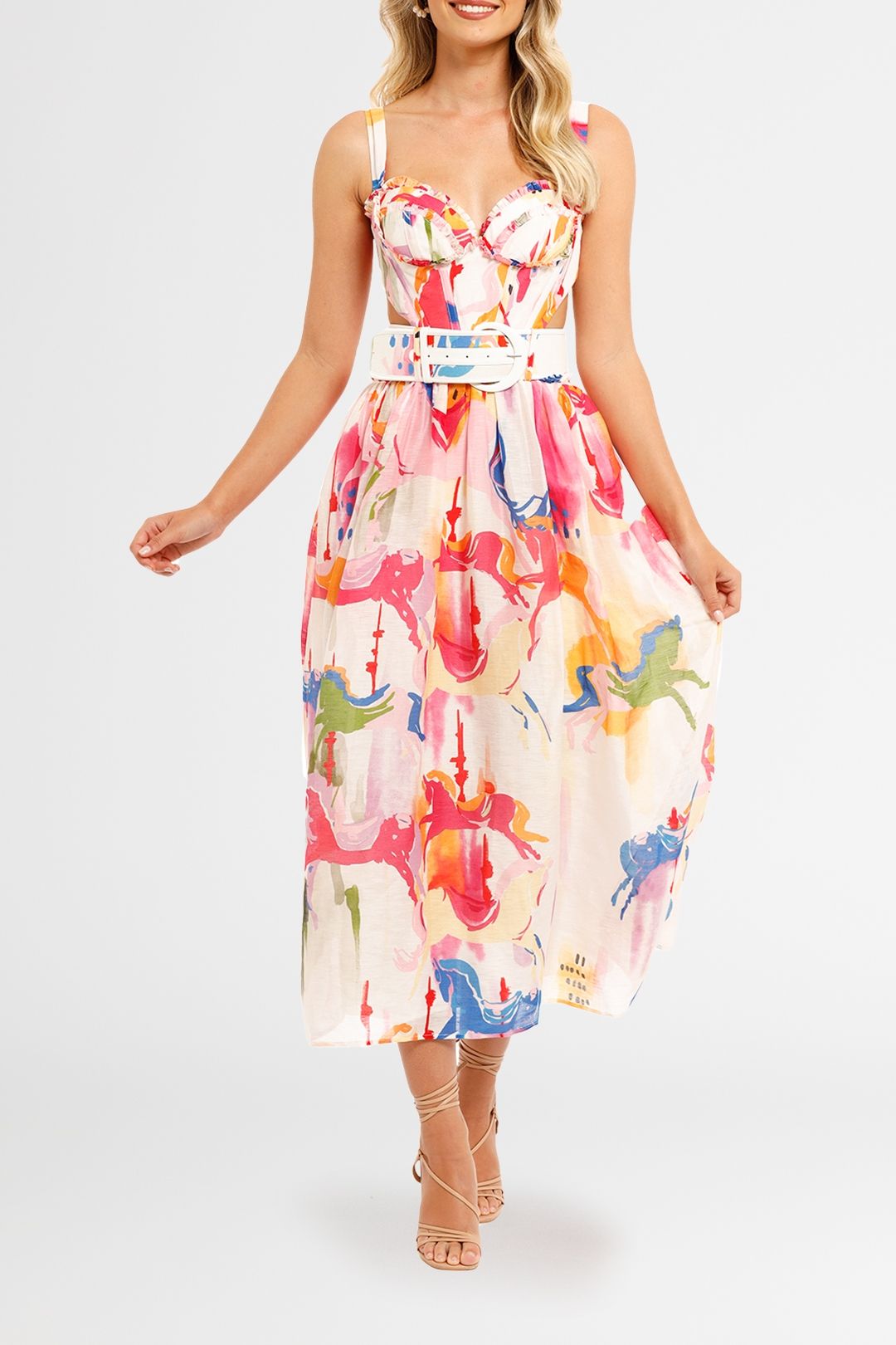 LEO LIN Carousel Bustier Dress Rainbow Carousel