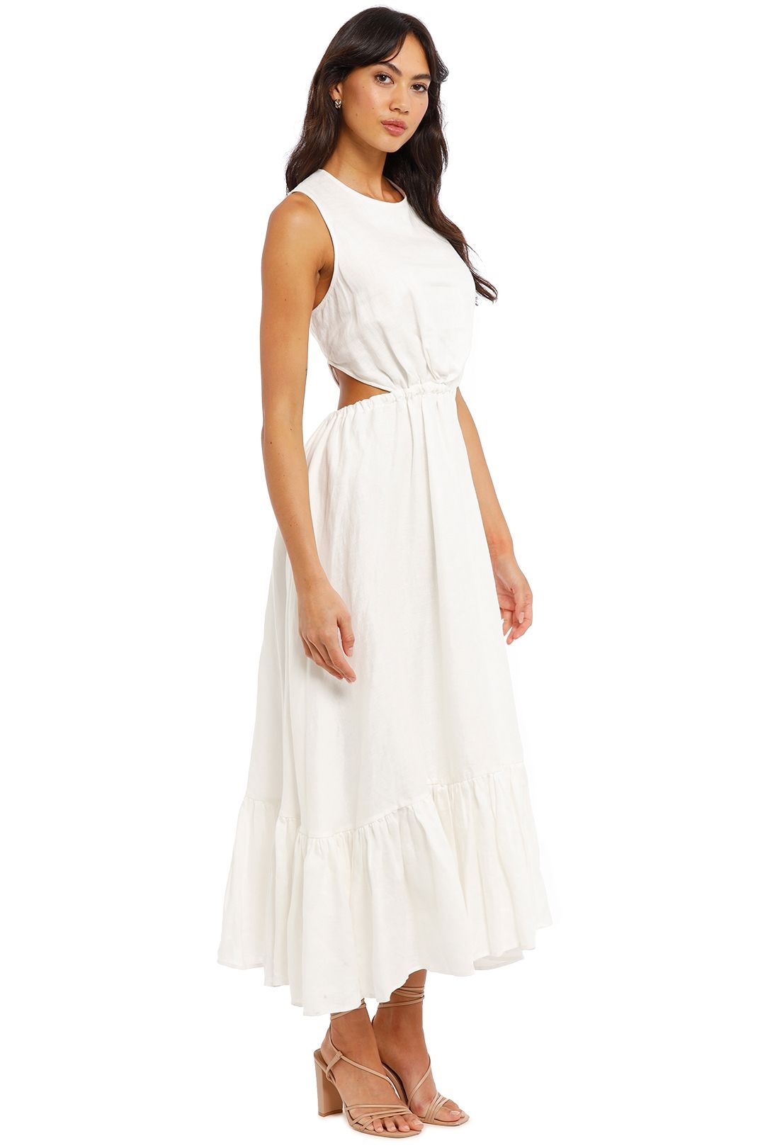 LEO LIN Luminous Linen Cutout Dress Midi