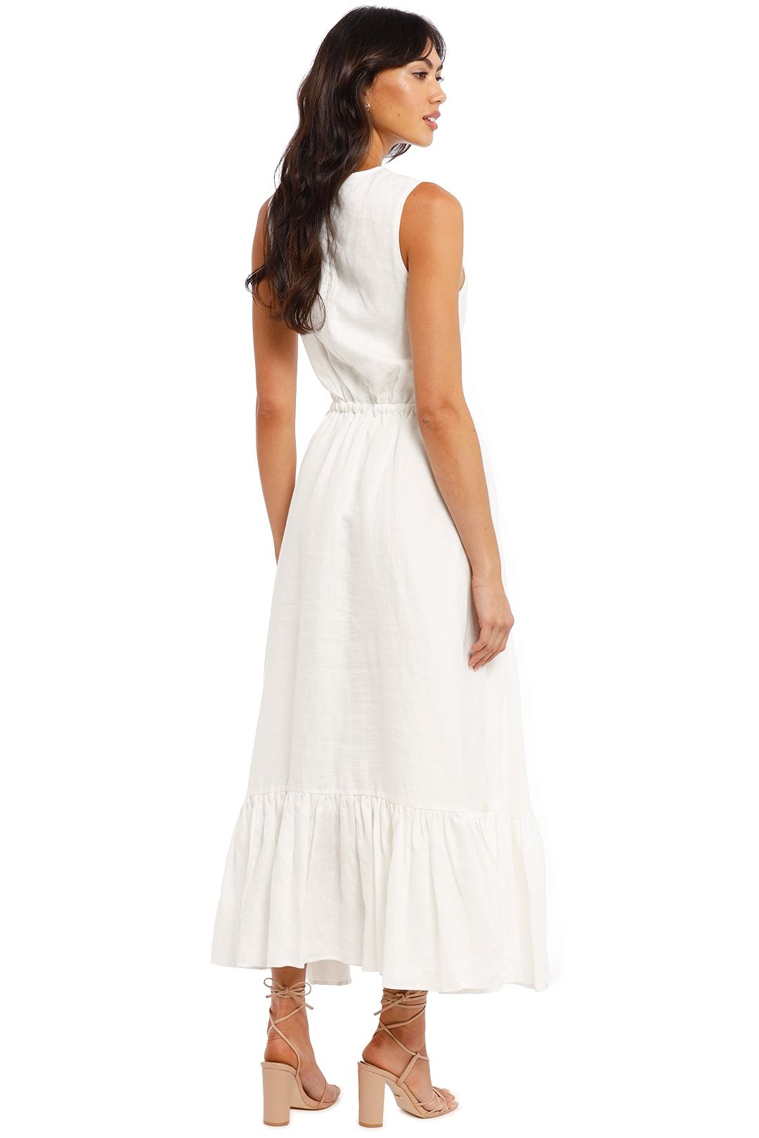 LEO LIN Luminous Linen Cutout Dress Sleeveless