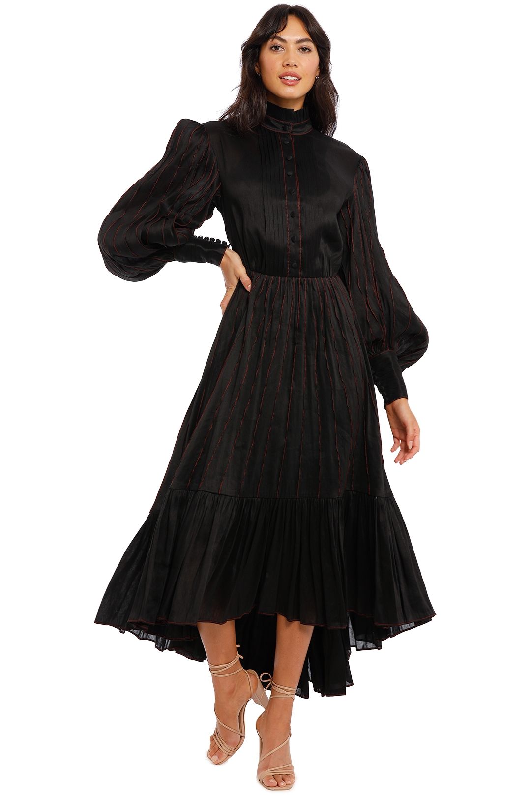 LEO LIN Midnight Silk Linen Dress Black
