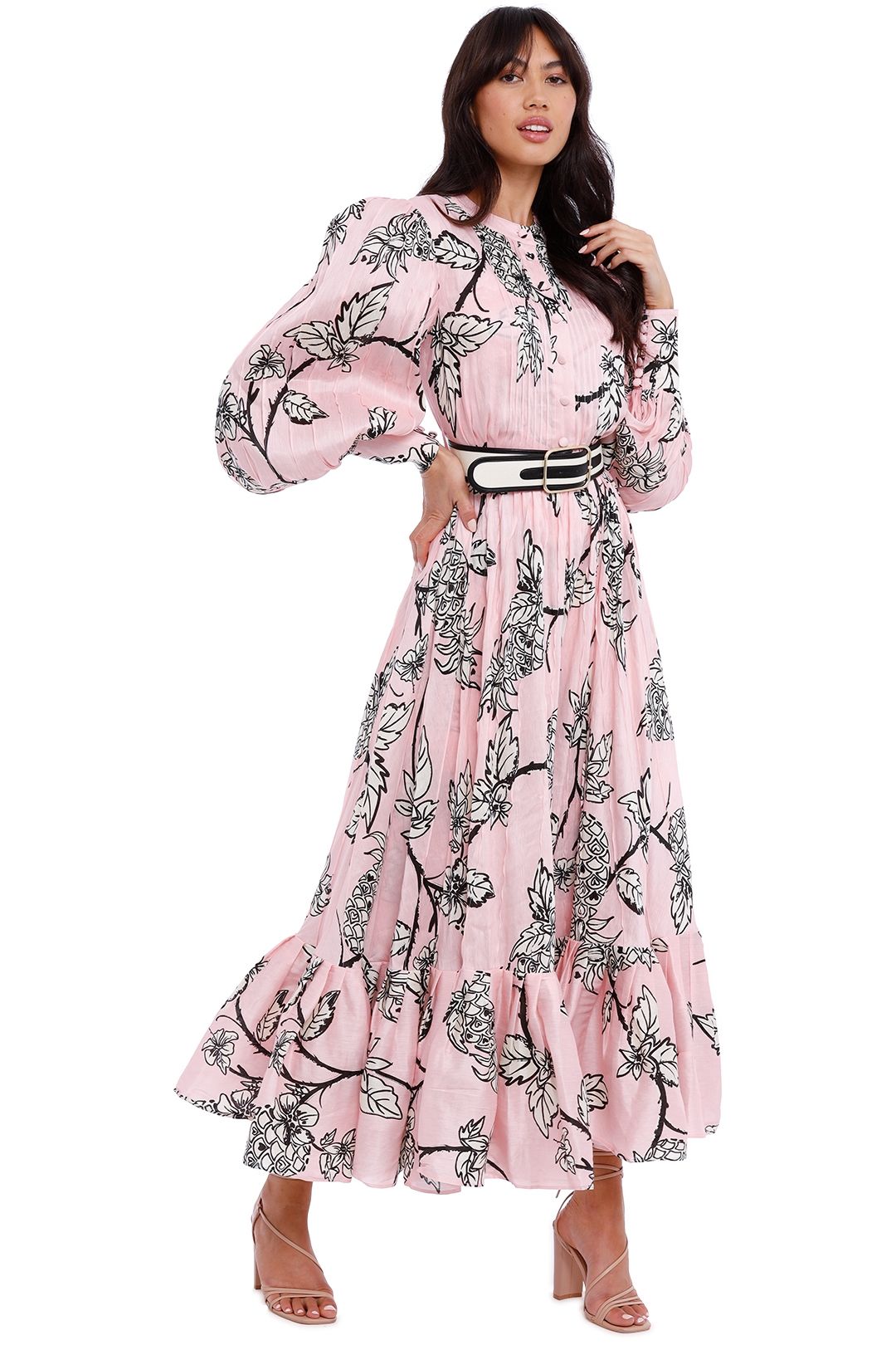 Hire Pina Silk Linen Dress in Pink | LEO LIN | GlamCorner