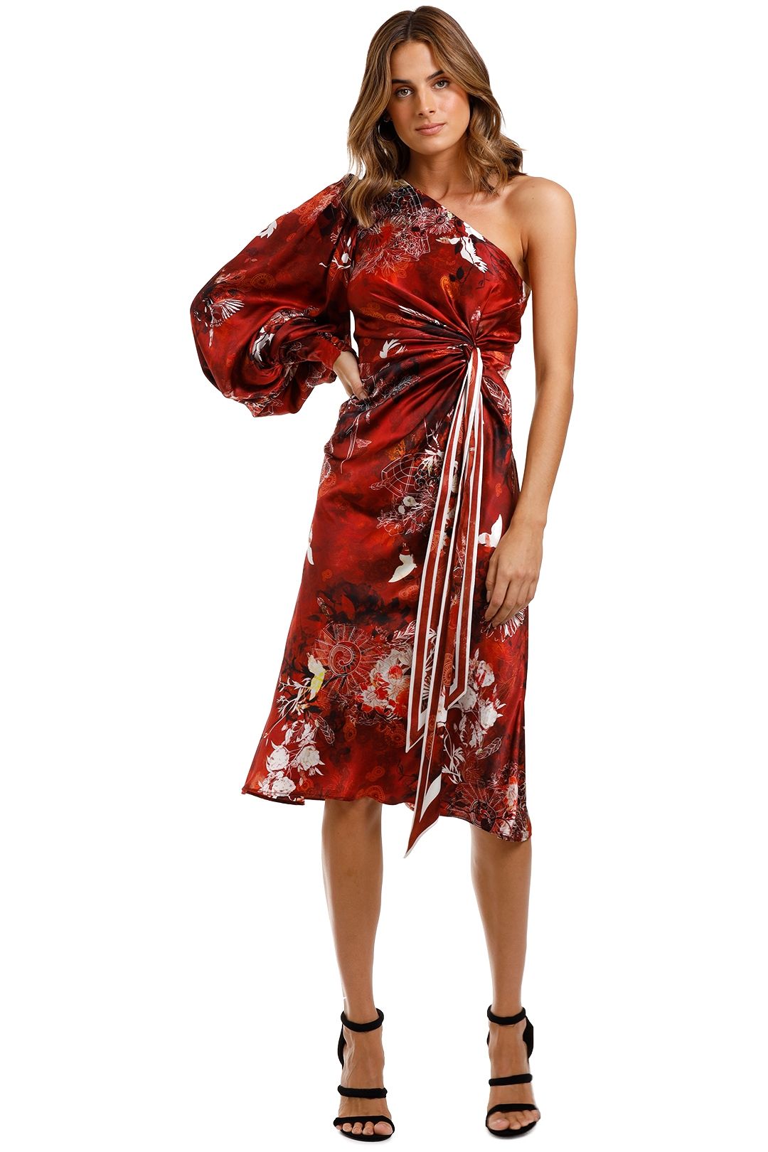 Designer red cocktail dress clearance