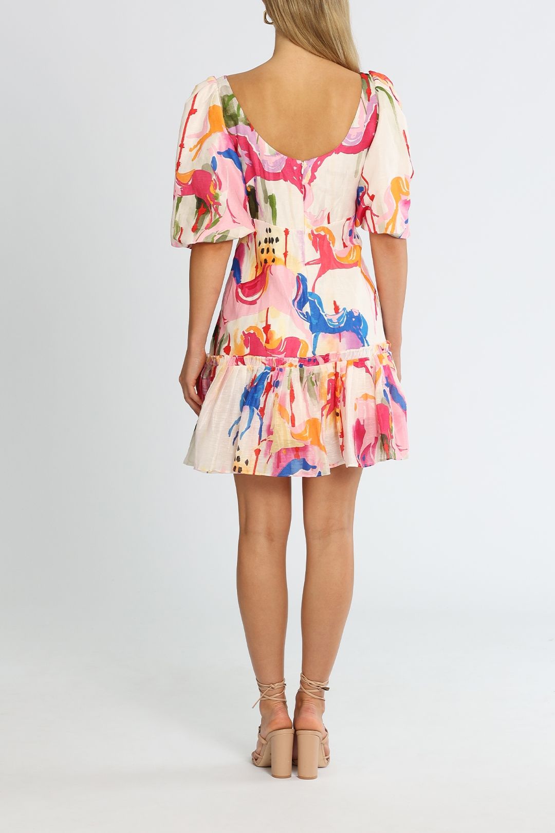 LEO LIN The Carousel Mini Dress Rainbow Carousel Ruffles