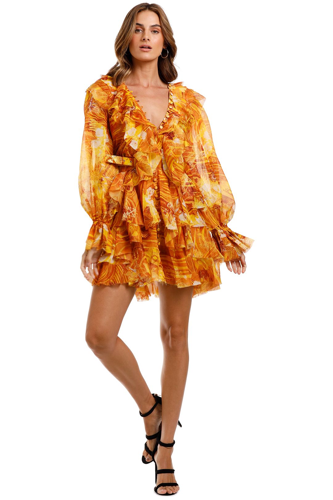 LEO & LIN The Kiss Ruffle Dress Yellow long sleeve