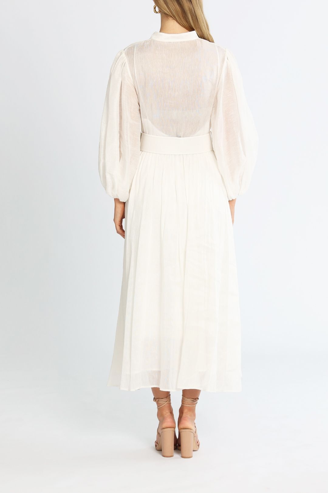 Hire Valentina Silk Linen Midi Dress in White | LEO LIN | GlamCorner