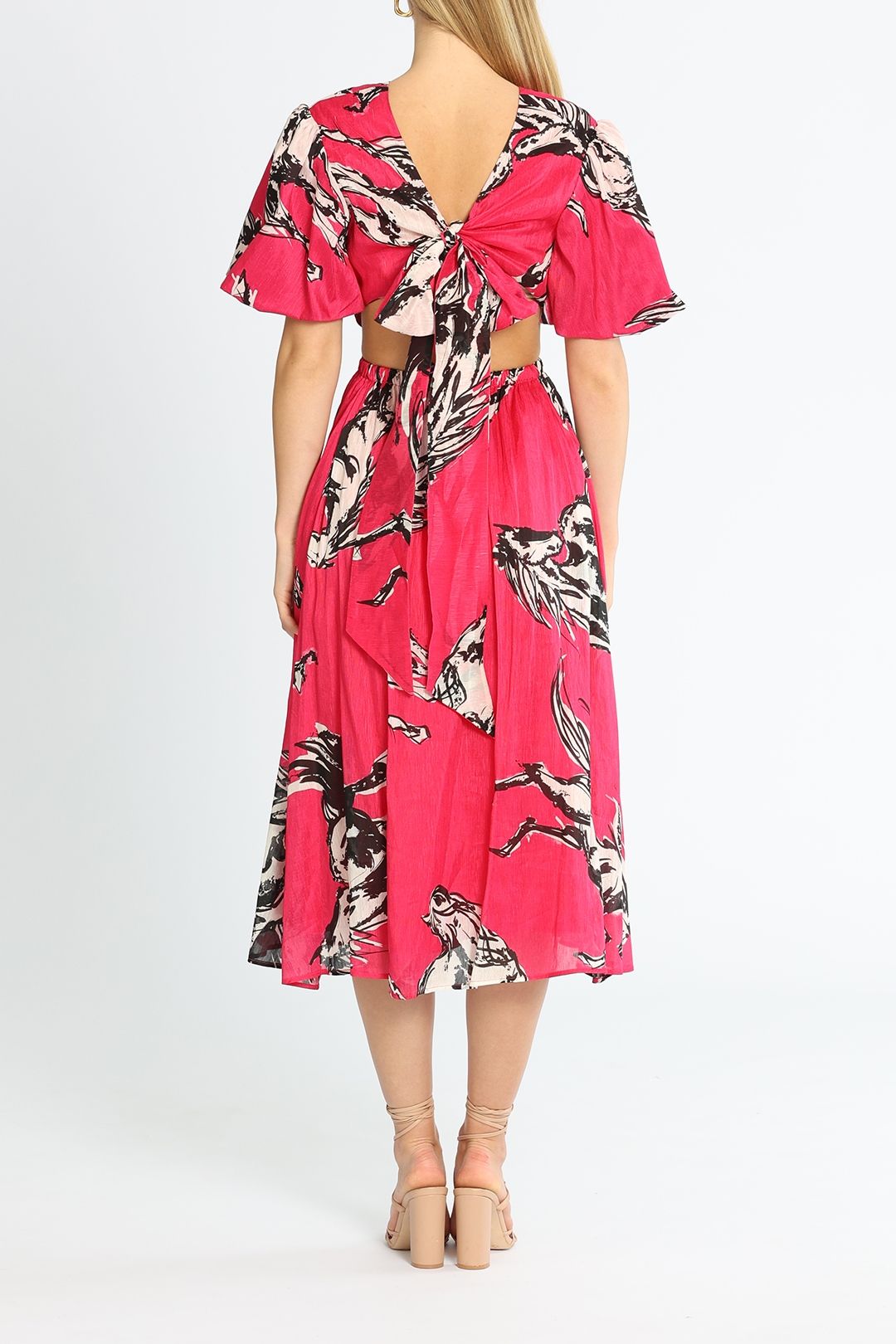 LEO LIN Wild Horses Cut Out Dress Fuchsia