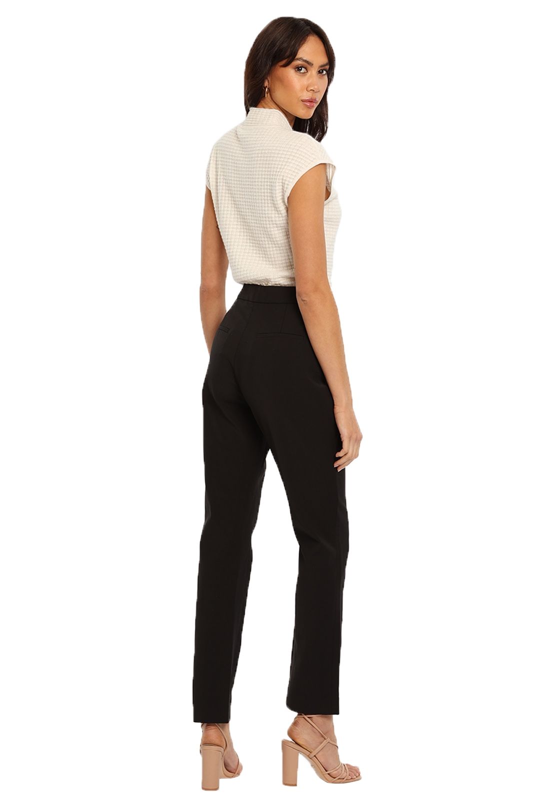 Leo Rib Knit Top in White Saba Cap Sleeve